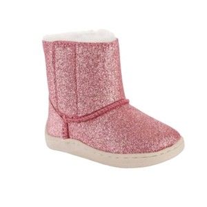 Wonder Nation Baby Girls Sz 2 Sparkly Pink Faux Fur Fashion Winter Boots